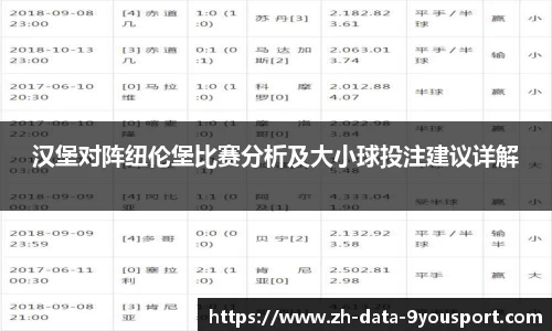 汉堡对阵纽伦堡比赛分析及大小球投注建议详解
